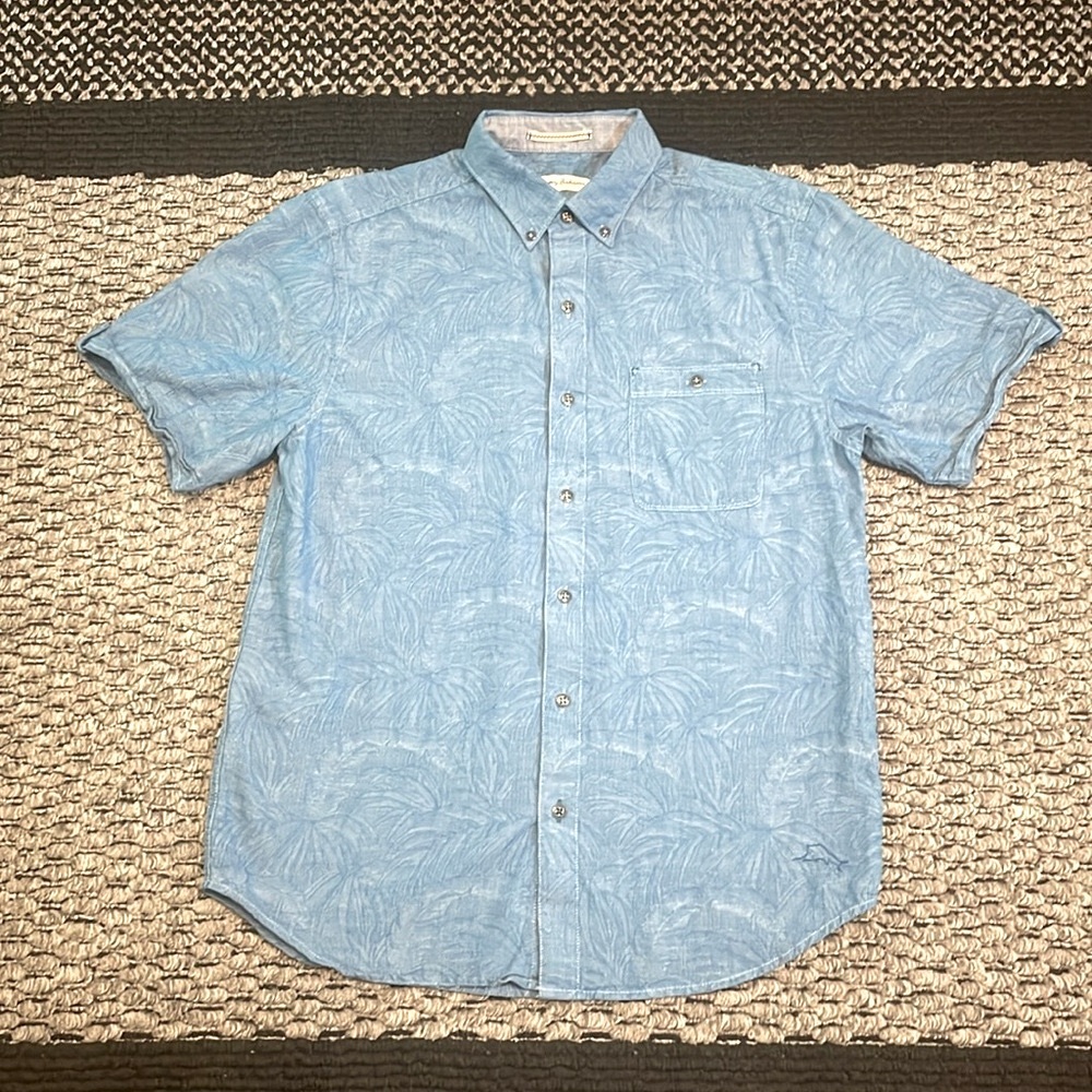 Tommy Bahama Shirt Men’s Sz S Button Down Vacation Golf Tropical Palm Trees